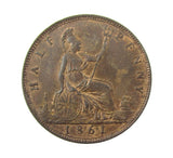 Victoria 1861 Halfpenny - Freeman 282 - UNC
