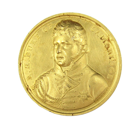 1814 English Army Enters Hanover 41mm Gilt Bronze Medal - By Webb