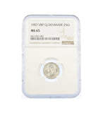 Denmark 1907 25 Ore - NGC MS65