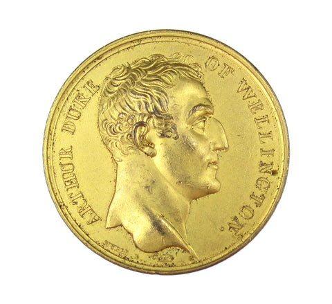 1815 Duke Of Wellington Waterloo 41mm Gilt Bronze Medal - By Brenet