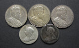 1897 & 1902 Group Of 5 x Silver Coronation / Jubilee Medals