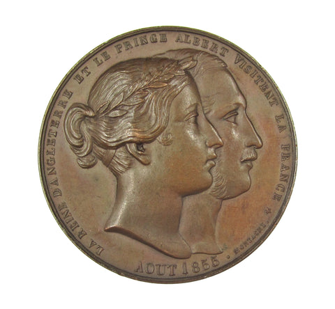 France 1855 Visit Of Victoria & Albert To France 53mm Medal - By Montagny