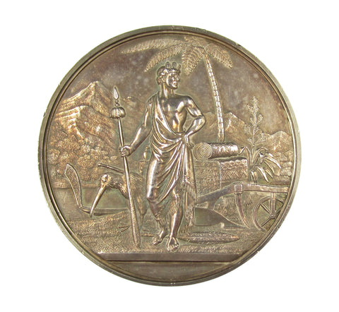 New Zealand 1865 Dunedin Exhibition 64mm Silver Medal - By Wyon