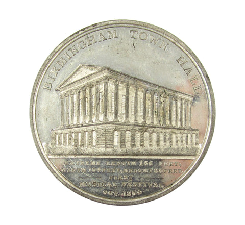 1834 Birmingham Town Hall Musical Festival 49mm Medal - By Halliday