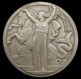 France 1935 Normandie Ship 68mm Silver Medal - By Vernon