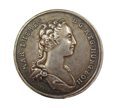 Russia 1743 Maria Theresa Coronation Prague 31mm Silver Medal