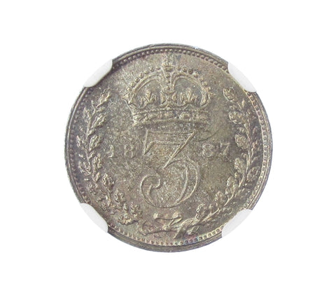 Victoria 1887 Threepence - NGC MS64