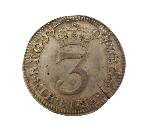 Anne 1707 Maundy Threepence - GVF
