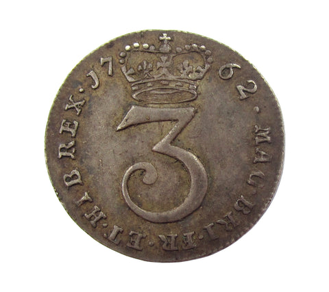 George III 1762 Maundy Threepence - GVF