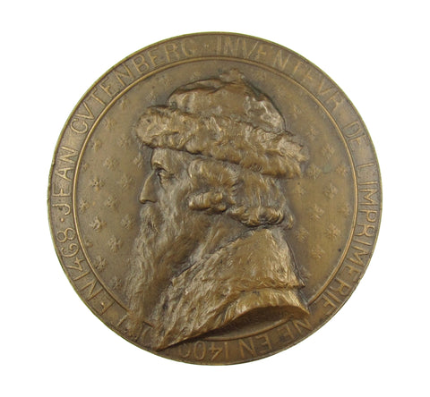 France 1902 Jean Gutenberg 76mm Bronze Medal - By Deschamps