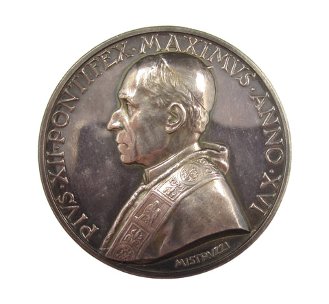 Italy Papal States 1954 Pius XII 44mm Cased Silver Medal