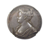1727 Coronation Of Caroline 34mm Silver Medal - NGC MS62