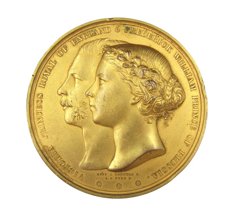 1858 Marriage Of Victoria To Frederick Of Prussia 63mm Gilt Medal - By Wyon