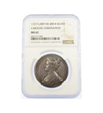 1727 Coronation Of Caroline 34mm Silver Medal - NGC MS62