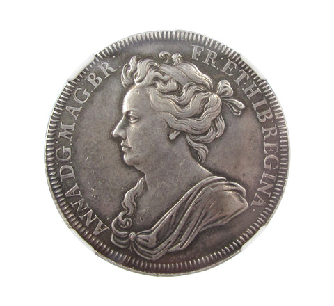1702 Coronation Of Queen Anne 35mm Silver Medal - NGC AU55
