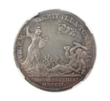1702 Coronation Of Queen Anne 35mm Silver Medal - NGC AU55