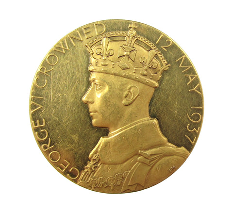 1937 George VI Coronation 32mm Gold Medal - Cased
