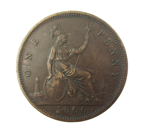 Victoria 1866 Penny - VF