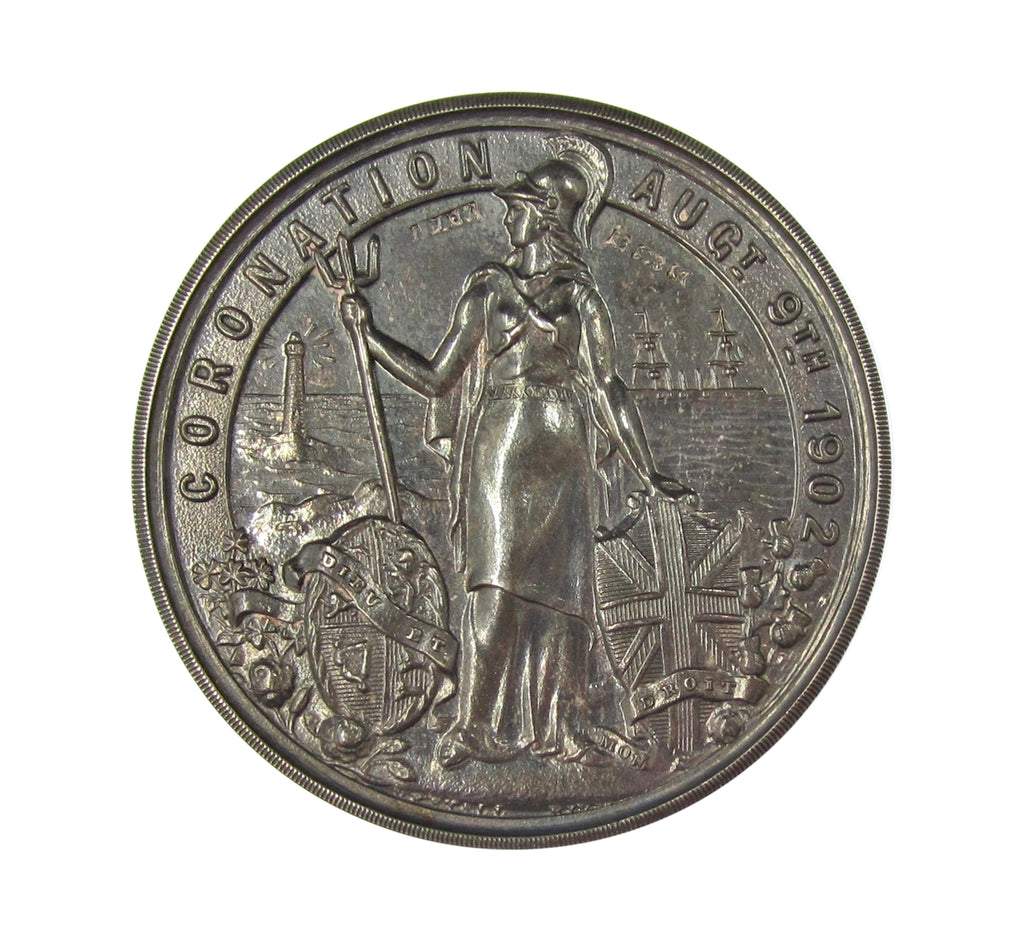 1902 Edward VII Coronation 38mm Silver Medal - By Restall – Coopers Coins