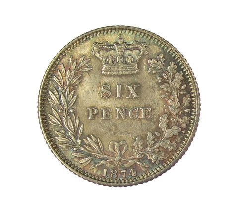 Victoria 1874 Sixpence - EF