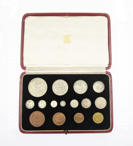 George VI 1937 15 Coin Cased Proof Set - Crown To Maundy