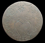 Cartwheel Penny Engraved Convict Token - Dated 1824