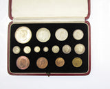 George VI 1937 15 Coin Cased Proof Set - Crown To Maundy