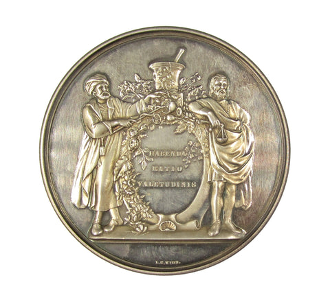 1852 Pharmaceutical Society Of Great Britain 70mm Silver Medal - By Wyon