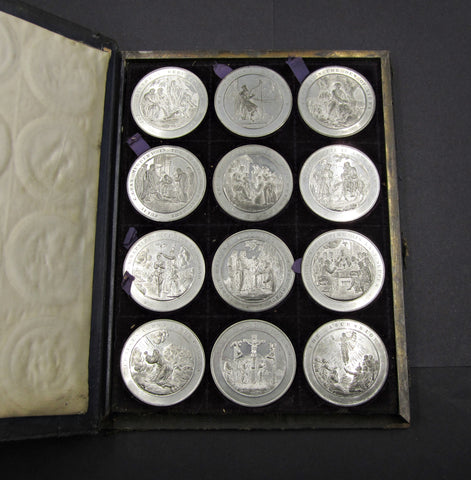 c.1830 Volume V Set Of 12 x Holy Scripture 73mm Medals - By Thomason