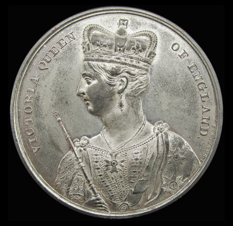 1838 Coronation Of Victoria White Metal Medal - Cased