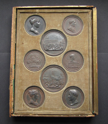 France Napoleon c.1815 Set Of 12 Uniface Medals In Book - By Andrieu