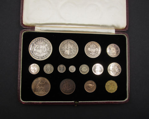 George VI 1937 15 Coin Cased Proof Set - Crown To Maundy