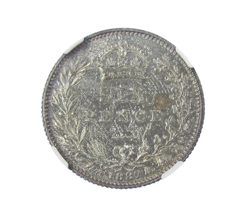 Victoria 1887 Sixpence - NGC MS64