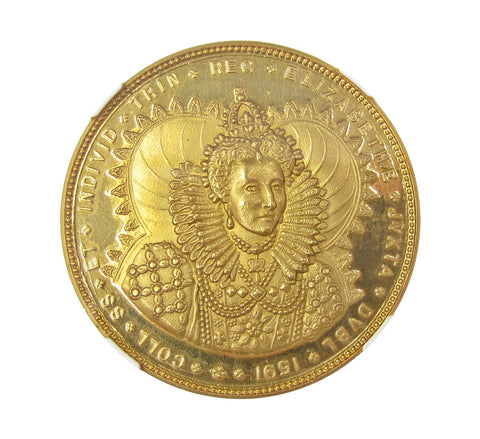 1911 Trinity College Dublin 51mm Gold Medal - NGC MS64