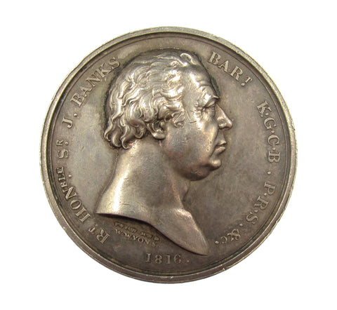 1816 Joseph Banks Royal Horticultural Society 41mm Silver Medal - By Wyon