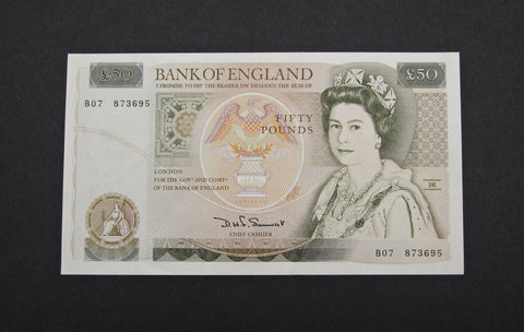 Bank Of England Elizabeth II £50 Fifty Pound Banknote - Somerset