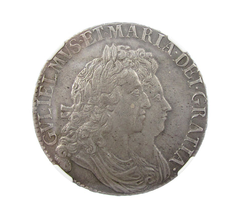 William & Mary 1692 Crown - NGC AU55