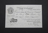 Bank Of England 1956 White Five Pound Banknote - O'Brien