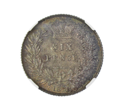 Victoria 1865 Sixpence - NGC MS63