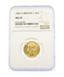 Victoria 1842 Sovereign - NGC MS63