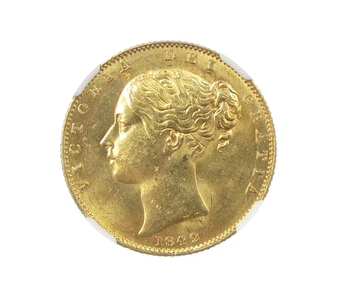 Victoria 1842 Sovereign - NGC MS63