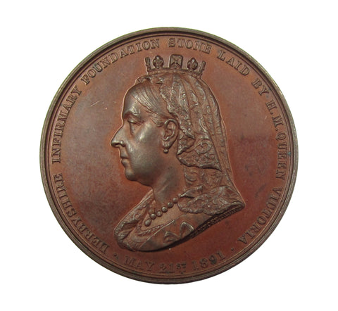 1891 Foundation Of The Derbyshire Infirmary 38mm Bronze Medal