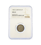 Victoria 1865 Sixpence - NGC MS63