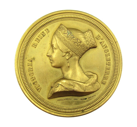 1843 Victoria Visit To Brussels 54mm Gilt Medal - By Hart