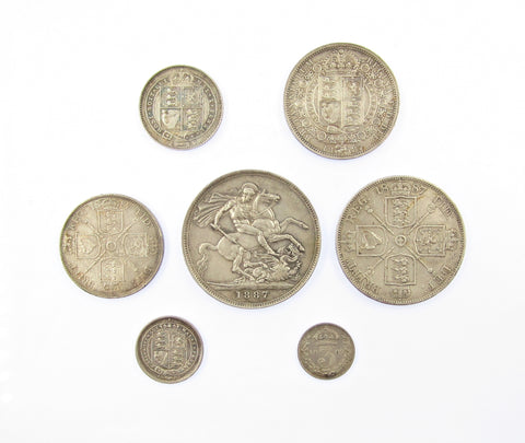 Victoria 1887 Cased Specimen Set - Crown to Threepence