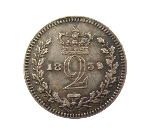 Victoria 1839 Maundy Twopence - NEF