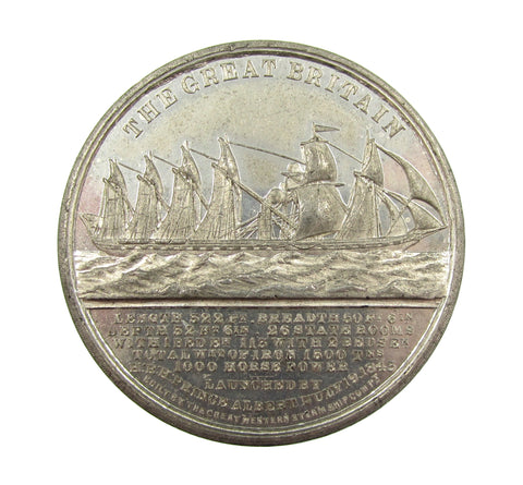 1843 Launching Of The SS Great Britain 43mm Medal - By Davis