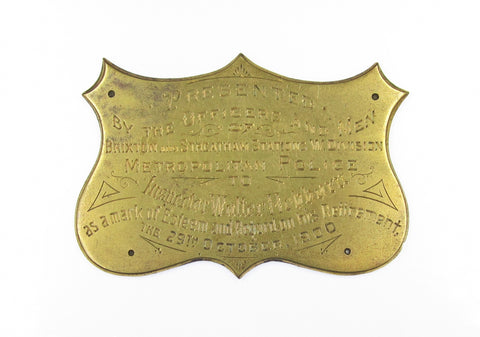 1900 Metropolitan Police Brixton Presentation Badge For Retirement