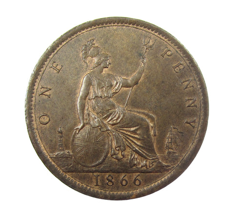Victoria 1866 Penny - A/UNC