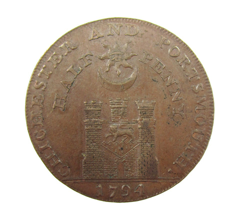 1794 Sussex Chichester Halfpenny Token - DH20 - VF